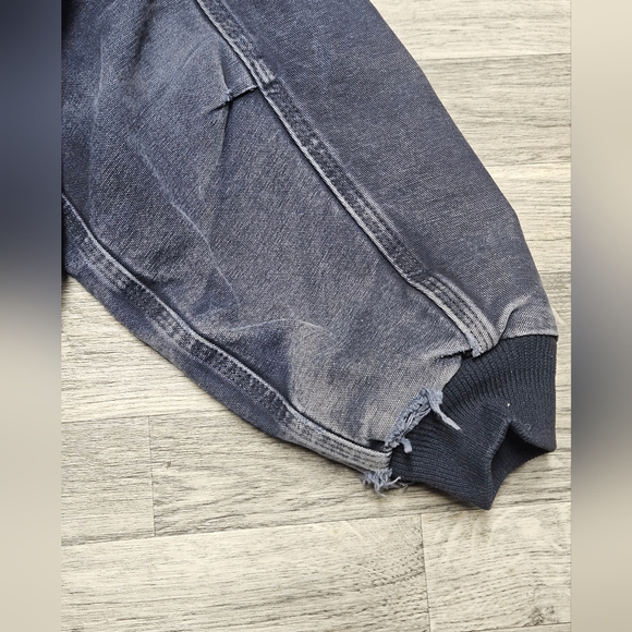 Vintage 90s Carhartt J14 MDT Faded Blue Santa Fe Canvas Quilt Lined Jacket XL - Picture 11 of 13